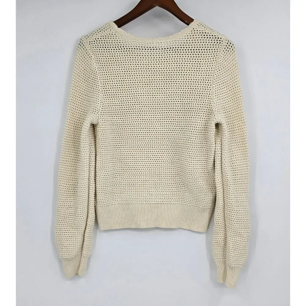 GAP Cream Open-Knit Cotton Sweater Medium‎ | Neutral | Minimalist